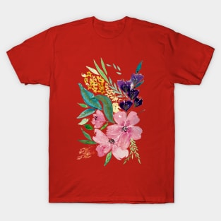 Multimedia watercolor floral T-Shirt